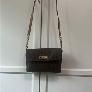 Calvin Klein Brown Crossbody Bag with Gold Hardware